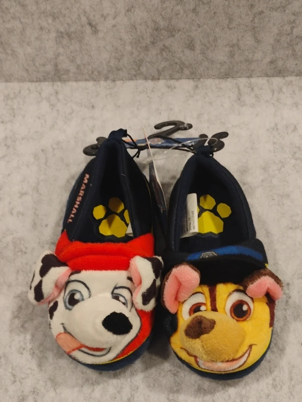 Paw Patrol Kids Plush Slippers with Marshall & Chase Faces - Red, Yellow & Blue